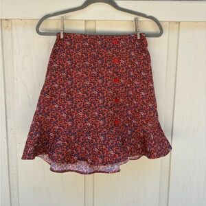 Boho floral knee length flared skirt